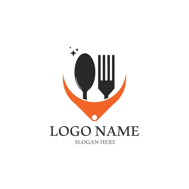 Logotipo de tenedor y cuchara y plantilla vectorial