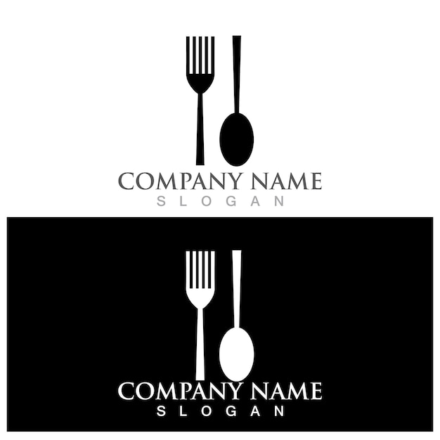 Logotipo de tenedor y cuchara y plantilla vectorial