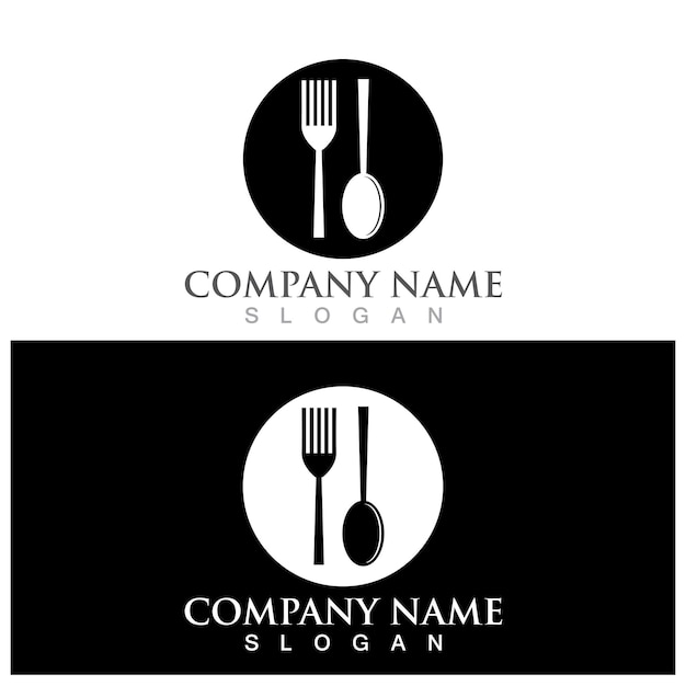 Logotipo de tenedor y cuchara y plantilla vectorial