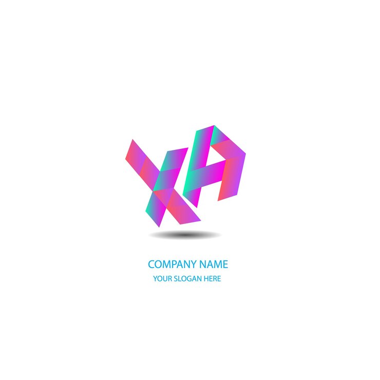 Vector logotipo de texto de color degradado xa