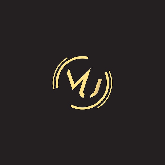 Logotipo de texto de color dorado de MU