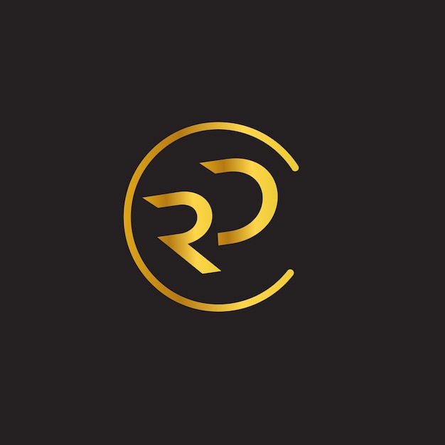 Logotipo de texto de color dorado RD