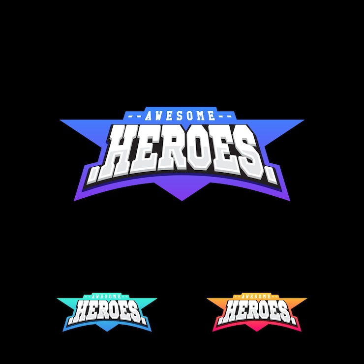Vector logotipo de texto deportivo heroes o superhero