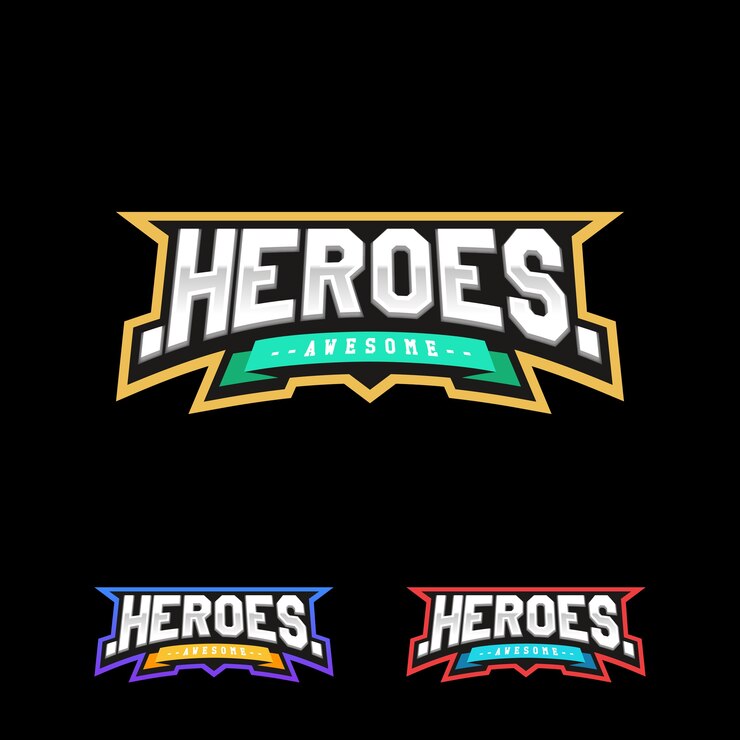 Vector logotipo de texto deportivo heroes o superhero