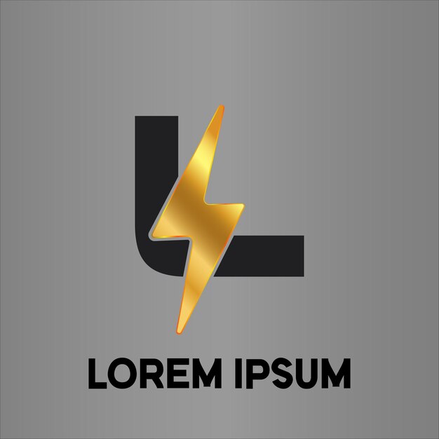 Logotipo de texto de perno eléctrico Letra L
