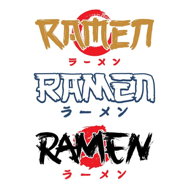 Vector logotipo de texto de ramen y estilo vectorial de caligrafía japonesa icono del logotipo de fideos de ramen japoneses para la tienda