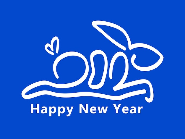 Logotipo de texto de tipografía 2023 con un concepto de conejo Feliz año nuevo