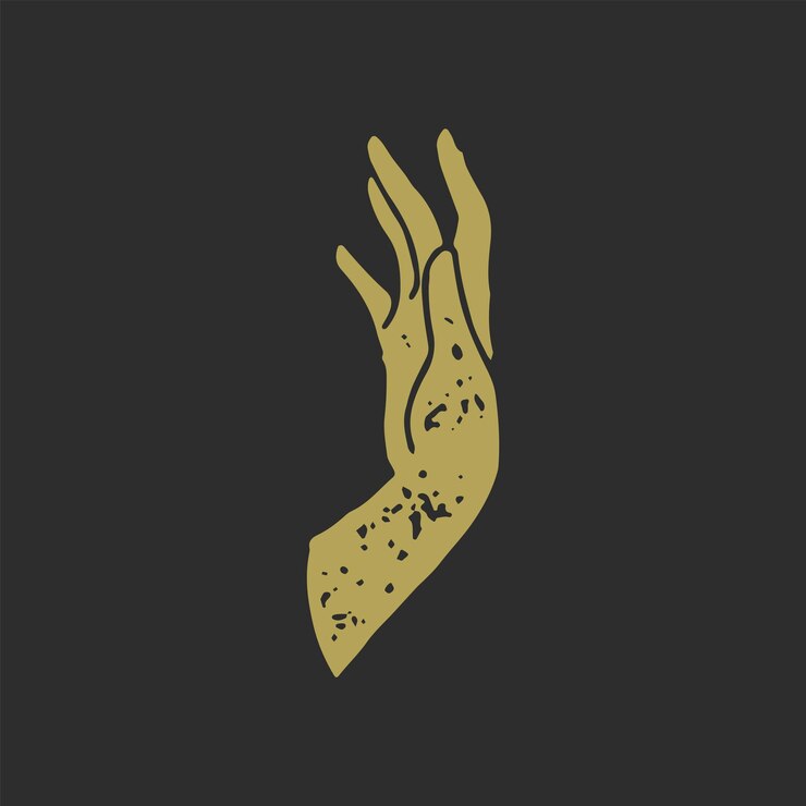 Vector logotipo de textura grunge de diseño dorado antiguo de mano de mujer romántica para vector de salón de manicura
