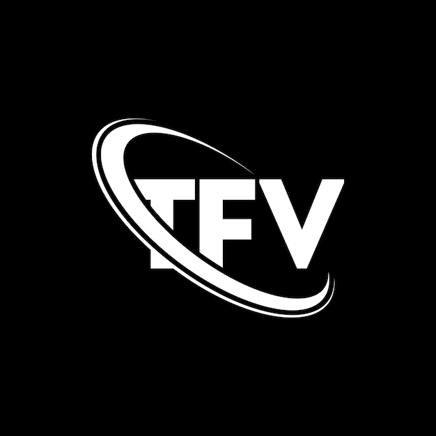 El logotipo TFV, la letra TFV, el diseño del logotipo de la carta TFV, las iniciales, el logotipo de TFV vinculado con un círculo y un monograma en mayúsculas, la tipografía de TFV para el negocio tecnológico y la marca inmobiliaria.