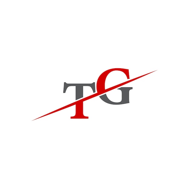 Logotipo TG minimalista con línea diagonal dinámica