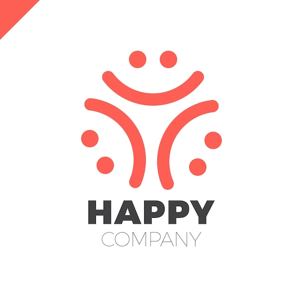 Vector logotipo de three smile people - icono de happy community