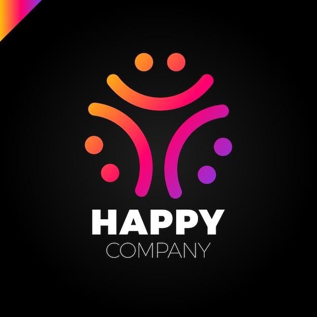 Logotipo de three smile people - icono de happy community