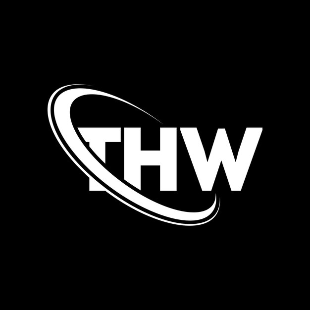 El logotipo THW, la letra THW, las iniciales THW, un monograma en un círculo y en mayúscula, la tipografía THW para el negocio tecnológico y la marca inmobiliaria.