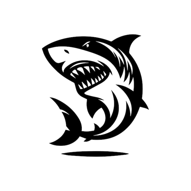 El logotipo del tiburón blanco y negro