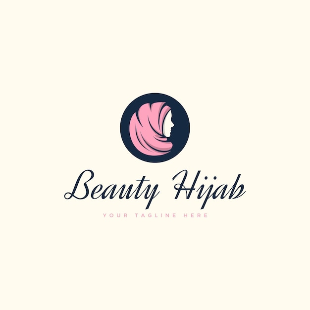 Logotipo de la tienda de belleza hijab o hijab para mujer musulmana con elemento creativo