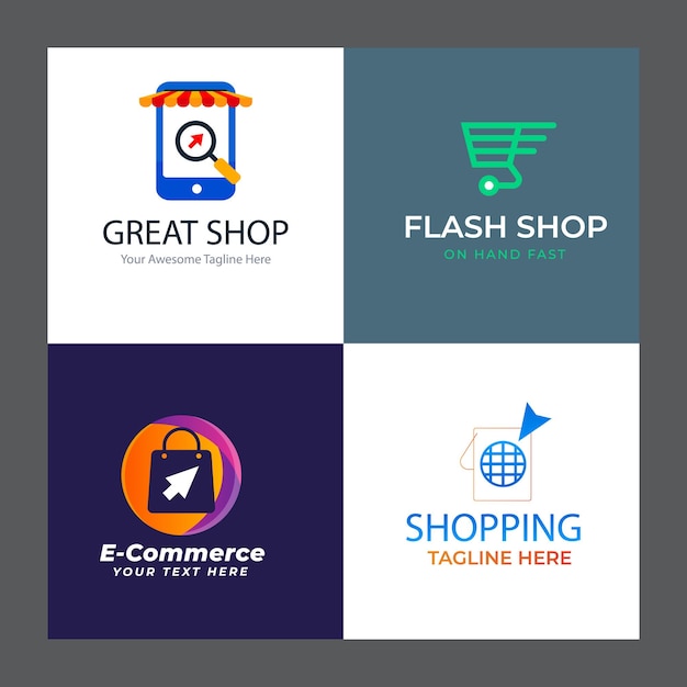 El logotipo de la tienda de compras con burbuja de chat El icono de la tienda en línea es un simple logotipo minimalista