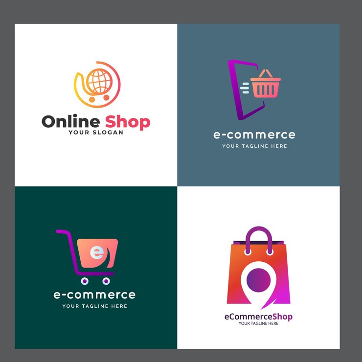 Vector el logotipo de la tienda de compras con burbuja de chat el icono de la tienda en línea es un simple logotipo minimalista