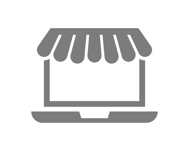 Logotipo de la tienda de compras para el comercio electrónico móvil y la marca del mercado local Ícono de la tienda en línea signo minimalista simple para pagos ilustración vectorial de envío y venta