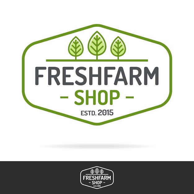 Logotipo de tienda de granja fresca conjunto estilo de línea de color aislado en el fondo para el mercado de alimentos saludables producto agrícola empresa orgánica café vegano tienda ecológica naturaleza empresa jardín Vector 10 pasos