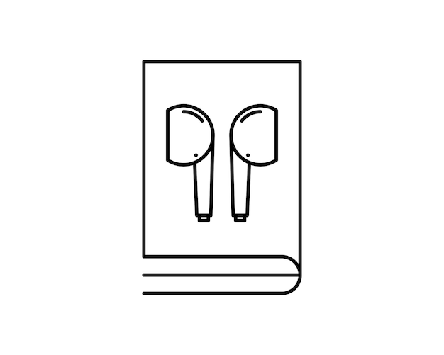 Logotipo de la tienda de libros de audio modernos vectoriales Logotipo de libro de estilo de línea y auriculares