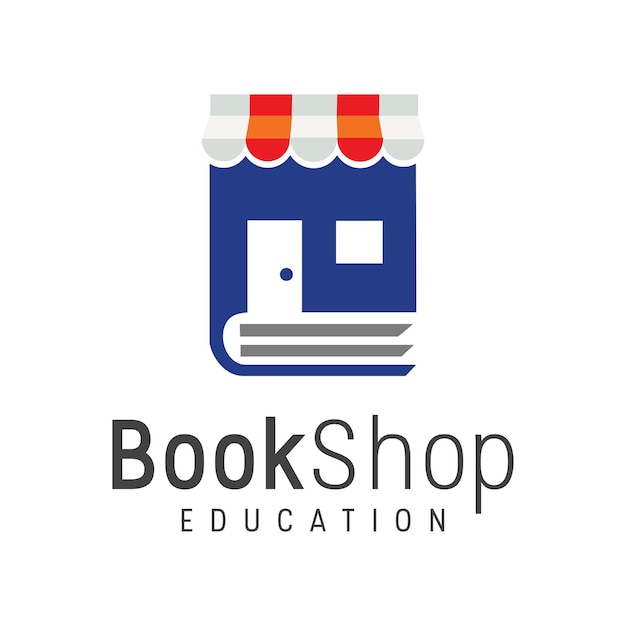 Logotipo de la tienda de libros Emblema de plantilla para librería