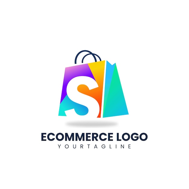 Vector logotipo de tienda en línea diseño de logotipo de comercio electrónico royaltyfree bag ecommerce logo royalty