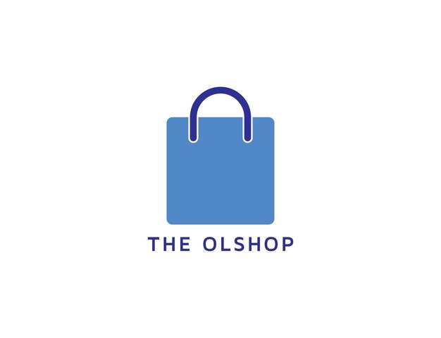 Logotipo de tienda en línea con ilustración de bolsa de compras