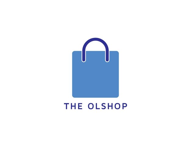 Vector logotipo de tienda en línea con ilustración de bolsa de compras