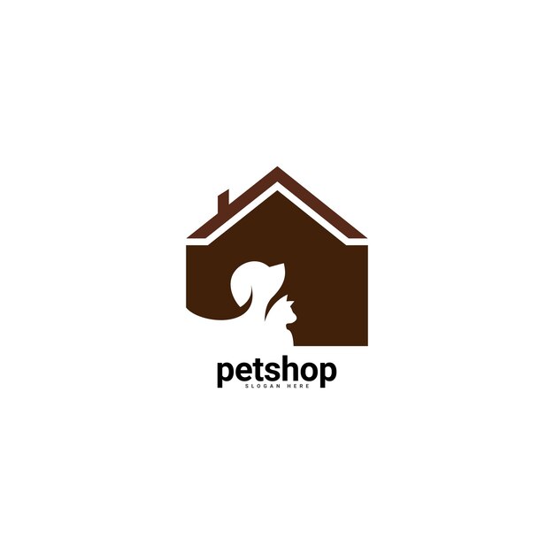 Logotipo de la tienda de mascotas. Gato de animales, icono de perro. ilustración vectorial