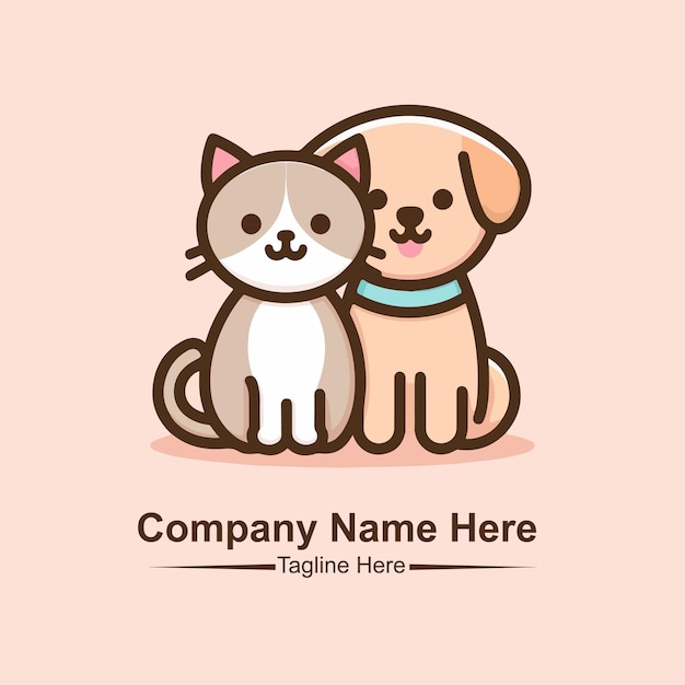 un logotipo para una tienda de mascotas con un gato y un perro