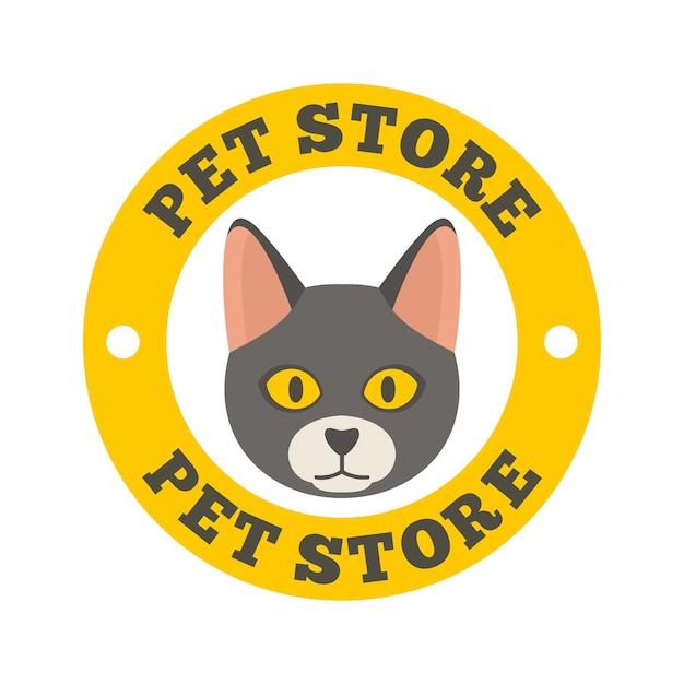 Logotipo de la tienda de mascotas para gatos ilustración plana del logotipo vectorial de la tienda para mascotas de gatos para diseño web