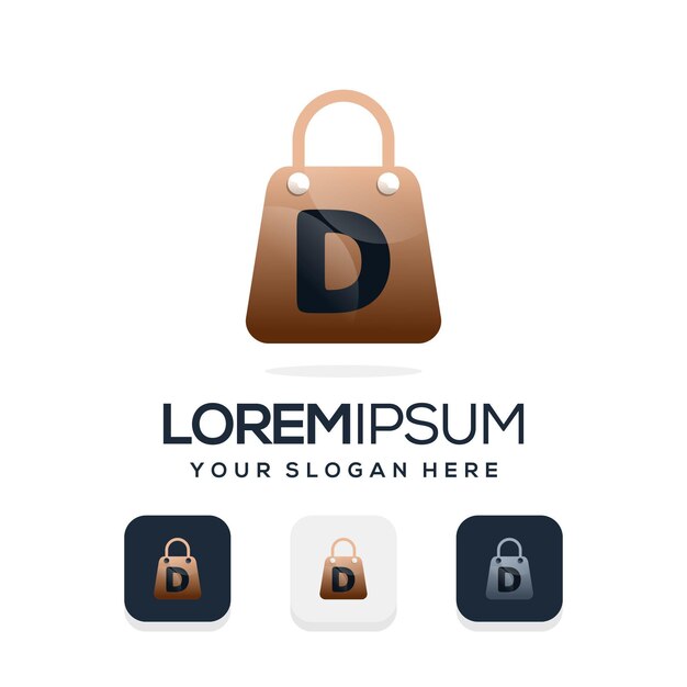 logotipo de la tienda moderna con plantilla de logotipo letra d