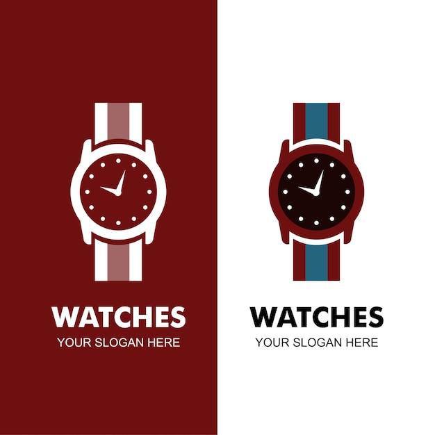 logotipo de la tienda de relojes en la ilustración de diseño plano