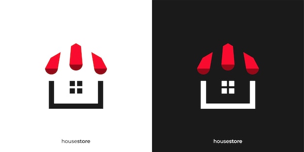 Logotipo de la tienda Simple House Iconos gráficos de la tienda de comestibles y de la tienda