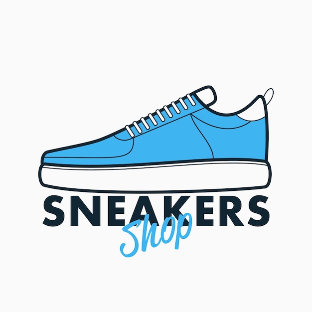 Logotipo de la tienda de zapatillas. Signo de deporte atlético - emblema de diseño para tienda. Ilustración vectorial.
