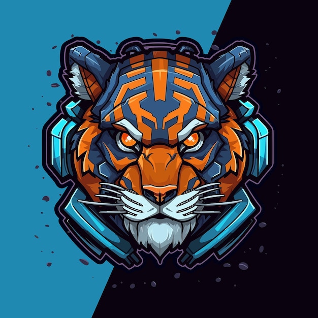 Vector el logotipo de tiger cyborg esport