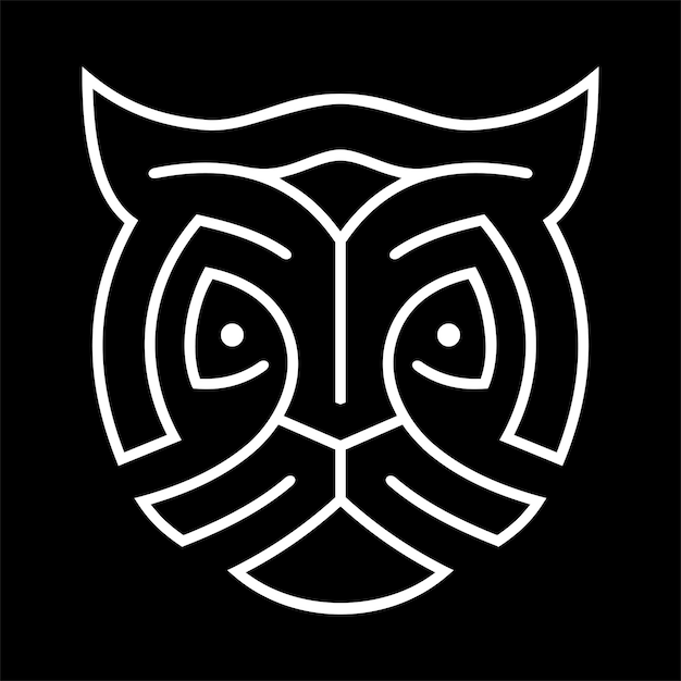 logotipo de tigre con arte lineal monoline