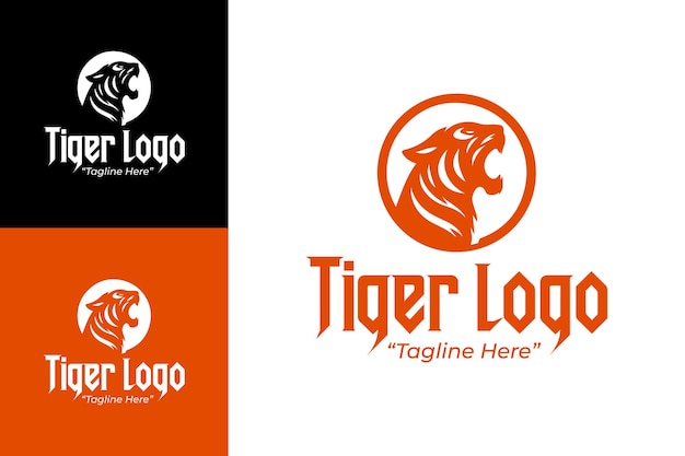 Logotipo de tigre personalizable para la marca de la industria de la vida silvestre en naranja y negro