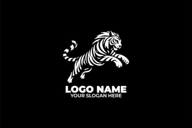 El logotipo del tigre saltador con rayas en negrita