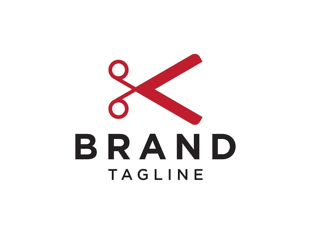 Logotipo de tijeras abstractas. Línea de círculo rojo Tijeras Icono Combinación Significado Estilo de corte.