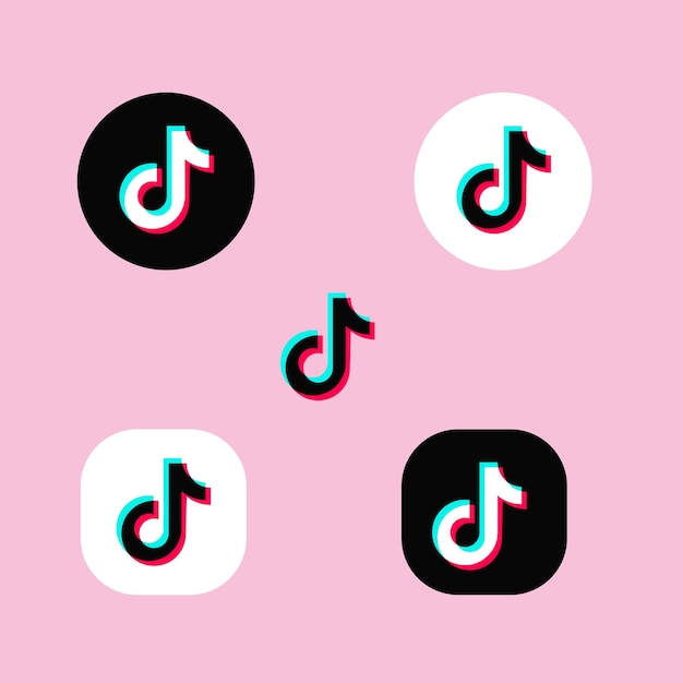 Logotipo de Tik tok, conjunto de iconos de Tik tok