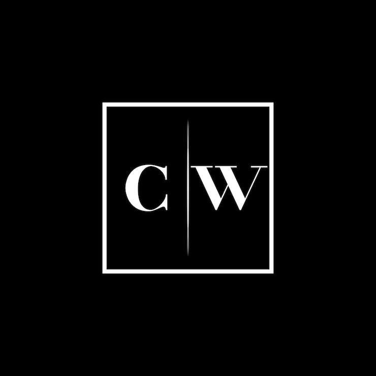 Vector el logotipo de la tipografía minimalista cw