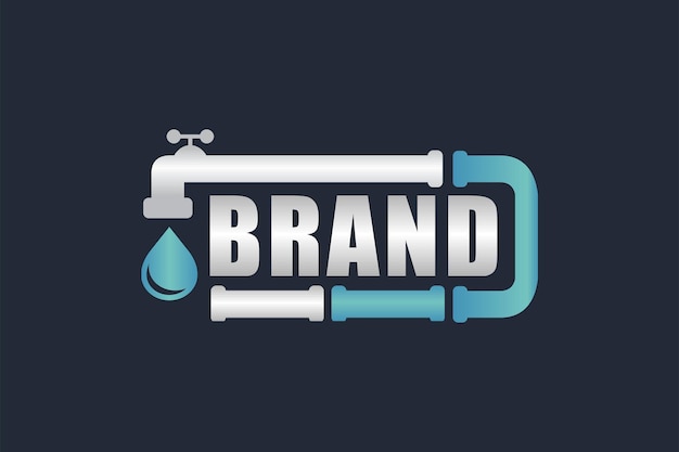 Logotipo de tipografía de tubería de grifo de agua