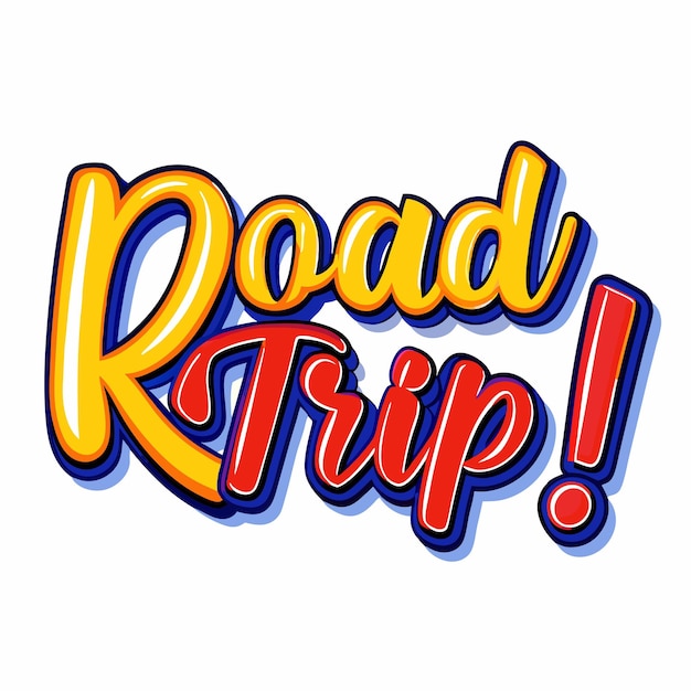 Logotipo de tipografía de viaje por carretera en un fondo blanco aislado 6
