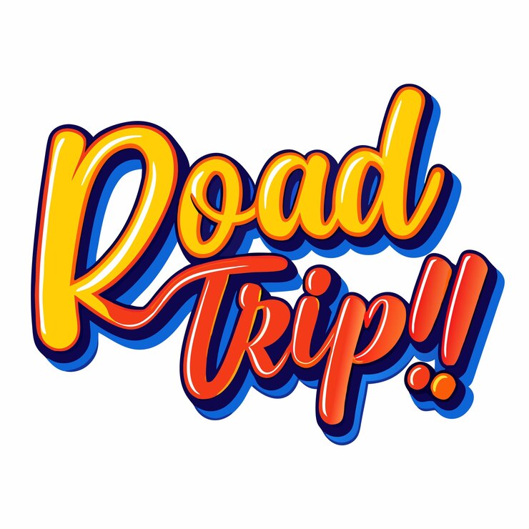 Vector logotipo de tipografía de viaje por carretera en un fondo blanco aislado 7