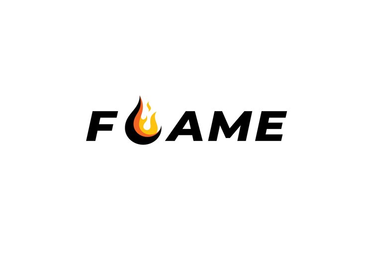 logotipo de tipografía wordmark llama con la letra L como la llama de la bola de fuego