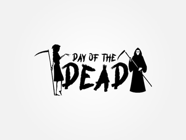 Logotipo tipográfico del día de los muertos sobre fondo blanco aislado. El Día de los Muertos es un día de fiesta