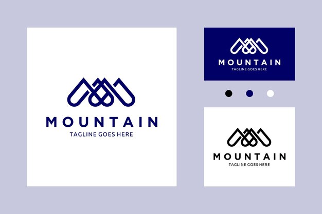 Logotipo tipográfico Letra M Monograma con letra Montaña Estilo de lujo Letras Icono Aislado Blanco