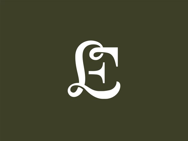Logotipo tipográfico de letra LE o EL serif con estilo moderno clásico para símbolo de firma