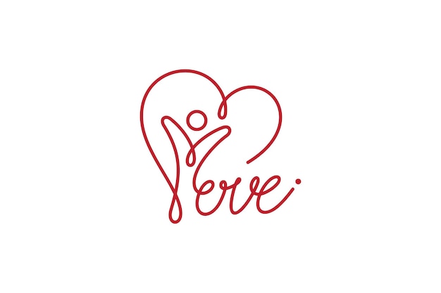 Logotipo tipográfico de letras quotlovequot con decoración en forma de corazón y personas